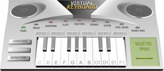 All chords online on a virtual piano keyboard shown with their